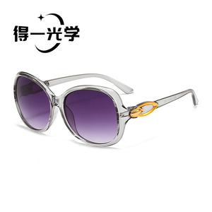 Lunettes de soleil à monture large UV400 pour femmes, protection solaire, monture en PC, type 3 verres - Product Image 2