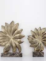 Décoration d'intérieur haut de gamme rétro et nostalgique, semi-fait main, en métal et marbre, motif feuille, provenant de Chine continentale, pour salon et bureau