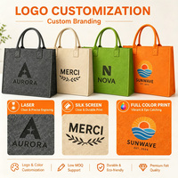 Sac fourre-tout en feutre écologique à grande capacité avec logo personnalisé, blocs de couleur, réutilisable pour les courses, sac à main pour femmes au quotidien