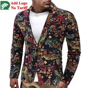 Blazer de Esmoquin para Hombre, Estampado Floral, Corte Entallado, Elegante, para Cena, Fiesta, Boda, Sublimado - Product Image 1
