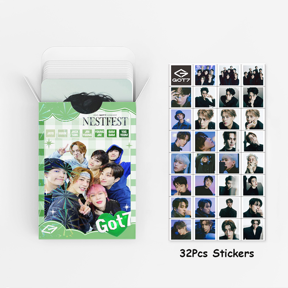 KPOP 92Pcs/Box GOT7 WINTER HEPTAGON Album Lomo Cards Stickers Mark
