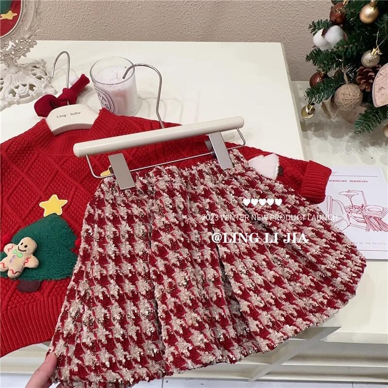 5115 - Red Plaid Midi Skirt