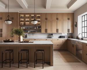 Meuble de <span class=keywords><strong>cuisine</strong></span> encastré mural en bois et verre, style moderne - Product Image 4