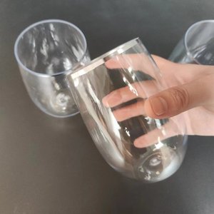 <span class=keywords><strong>Verre</strong></span> à vin <span class=keywords><strong>en</strong></span> <span class=keywords><strong>plastique</strong></span> sans pied de 16 oz avec bord argenté, tasse à champagne <span class=keywords><strong>en</strong></span> <span class=keywords><strong>plastique</strong></span> incassable et réutilisable pour la maison, le bureau, les bars et le mariage - Product Image 3