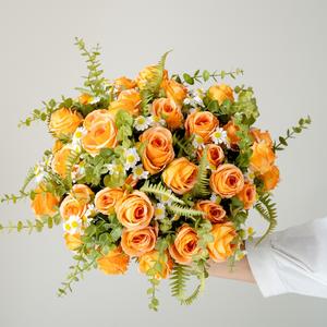 Bouquet de fleurs artificielles en roses pour mariée, style coréen, fausses roses, arrangements floraux pour demoiselles d'honneur - Product Image 1