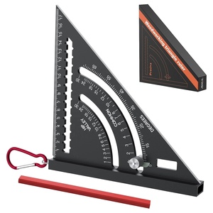 ROKTOOLS Jeu de carrés de vitesse de 7 pouces avec boîte à crayons Outils carrés de charpentiers <span class=keywords><strong>Triangle</strong></span> de mesure du chevron - Product Image 1