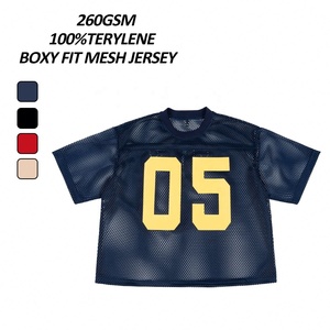 เสื้อยืดผ้าเจอร์ซีย์ตาข่ายทรงหลวมสำหรับผู้ชายเสื้อยืดคอกลมผ้าคอตตอนทรงหลวมสกรีนลายสตรีทแวร์เนื้อผ้าโพลีเอสเตอร์ - Product Image 3