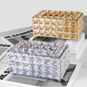 Doku kutuları depolama Nordic tutucular altın kristal Metal Modern ev dekoratif akrilik lüks kağıt kapak deri doku kutuları - Product Image 1