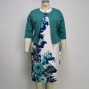 Vêtements pour femmes <span class=keywords><strong>grande</strong></span> <span class=keywords><strong>taille</strong></span> de haute qualité, imprimés, manches trois quarts, robes de bureau pour femmes, robes africaines pour femmes, ensemble deux pièces - Product Image 4