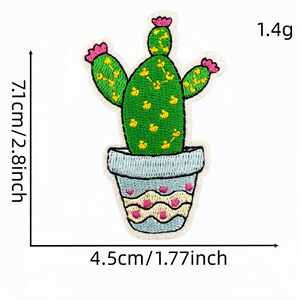 Parches Bordados Termoadhesivos de Cactus en Maceta para Decoración - Product Image 3