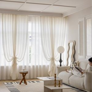 Voilage Jacquard Acrylique Médiéval Français, Maille Lourde Vintage Crème, Écran de Fenêtre Translucide, Lumière Translucide, Personnes Non Translucides - Product Image 3