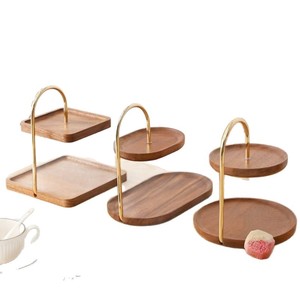 Wooden Double Layer Storage Rack Alloy <b>Desktop</b> Hotel Use Display <b>Shelf</b> - Product Image 3