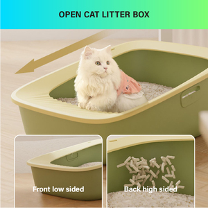 Vente en gros Bac à litière écologique pour chat à bordure haute anti-éclaboussures Bac à litière pour chat en plastique pour animaux de compagnie - Product Image 3