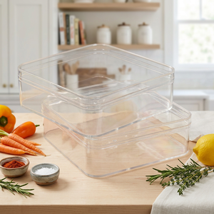 Boîte en plastique transparente carrée de qualité alimentaire, sans bavures, à parois épaisses, coins arrondis, avec couvercle, pour emballage alimentaire ou cadeau - Product Image 4
