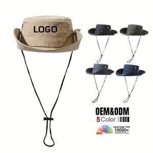 Sombrero de Pescador de Ala Ancha Bordado en 3D con Logotipo Personalizado, Unisex, para Exteriores, Protección Solar, Impermeable - Product Image 1