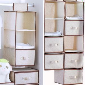 Sac de rangement en coton et lin multicouche, lavable, pliable, suspendu, pour sous-vêtements et vêtements, organisateur de placard - Product Image 6