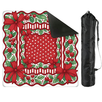 Tapete de Mahjong Personalizado con Diseño Navideño Moderno y Lujoso, Antideslizante, de Microfibra y Goma, Portátil, con Guirnalda y Estrella de Navidad, Ideal para Regalo