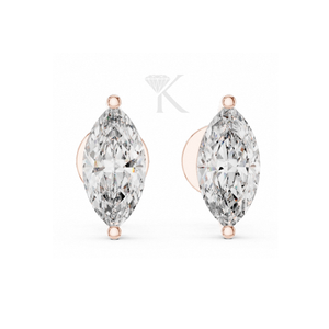 Pendientes de Diamante Cultivado en Laboratorio con Corte Marquesa, Engaste en Oro Amarillo con Puntas en V y Cierres de Rosca Seguros, Elegantes y Minimalistas - Product Image 5