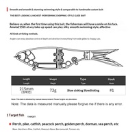 Leurre de simulation multi-sections 73g à queue souple, deux sections, pour pêche au bar, leurre nageur coulant lentement