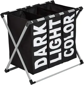 Opvouwbare wasmand met aluminium frame, drievoudig - Product Image 1