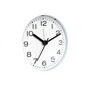 Horloge de bureau carrée blanche minimaliste avec mouvement à quartz, affichage silencieux des aiguilles, en plastique - Product Image 2