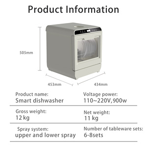 Lave-vaisselle entièrement automatique grande capacité 6-8 couverts, installation facile, nettoyage de cuisine avec fonctions de séchage et de désinfection L - Product Image 4