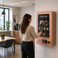 Distributeur automatique mural de capsules de café à écran tactile 32 pouces, 8 sélections, paiement par pièces, billets et cartes pour petits articles quotidiens (80 pièces)