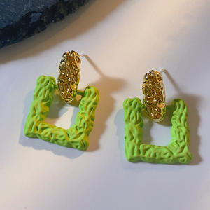 Boucle d'oreille carrée creuse verte <span class=keywords><strong>Mori</strong></span> Style petite niche de tempérament frais Design bon marché - Product Image 4