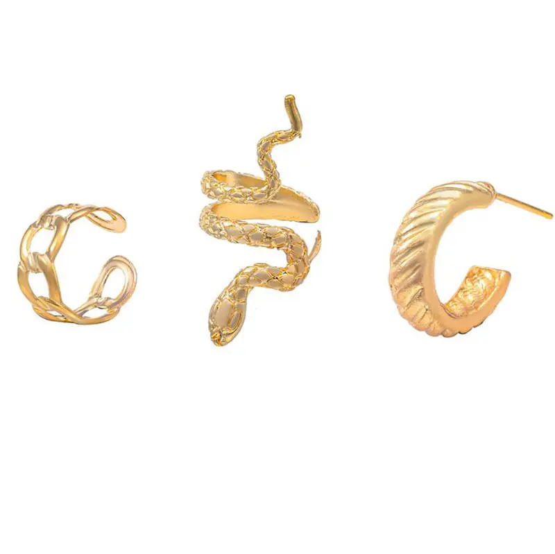 NEUE Mode Sterling Silber Schlangen ohrringe Frauen Schlangen clip auf Ohrring 18 Karat vergoldet Ohrclip Großhandel