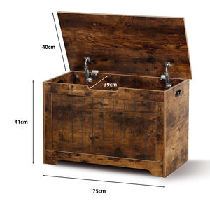 Asansör üst-rustik kahverengi oyuncak göğüs ve Entryway organizatör ile 29.5 "Retro ahşap depolama tezgahı - Product Image 2