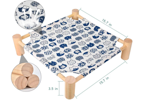 Hamac de chat en bois Portable lit de refroidissement surélevé caractéristique détachable lit pour animaux de compagnie intérieur/extérieur pour chats petits chiens fonction de jeu - Product Image 4