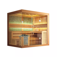 Sauna infrarouge traditionnel 4 personnes à succès, pour extérieur, avec poêle à bois et panneau de commande intelligent