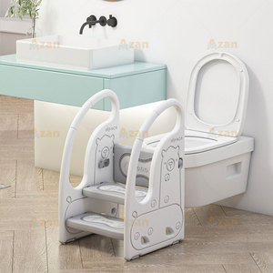 Tabouret de lavabo antidérapant pour enfants, marchepied rehausseur en plastique à trois marches, tabouret domestique avec main courante pour bébés et enfants - Product Image 2