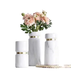 Vaso de cerâmica luxuoso para decoração de flores secas estilo popular, conjunto de vasos de cerâmica de luxo
