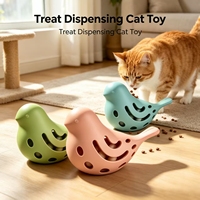 Vente flash : Distributeur de friandises en silicone souple en forme d'oiseau, jouet interactif pour chat, mangeoire lente pour animaux de compagnie