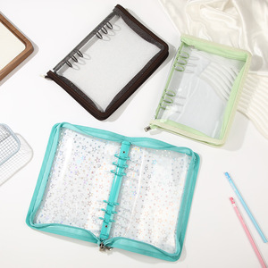 <b>A5</b> Transparent 6-Ring Holographic-Star-Glitter Detachable PVC Zipper <b>Binder</b> Notebook for Kpop Photocard Journal DIY Loose Leaf - Product Image 1