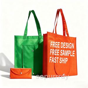 Custom Logo Non-woven Large <b>Foldable</b> Durable Heavy Duty Totes with Shoulder Long Handles Washable Eco Friendly Grocery <b>Bags</b> - Product Image 1