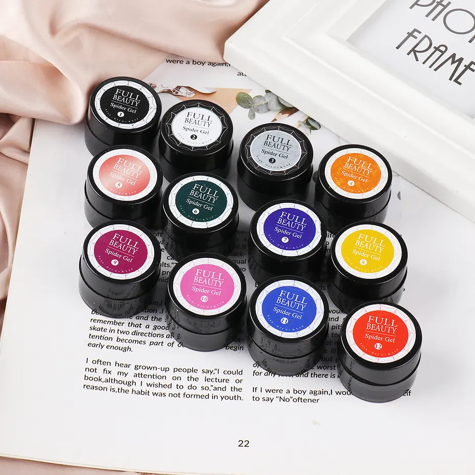 12 Colors 6ml Spider Web Gel Reflective Glitter Nail UV Gel Polish Sparkle Line Drawing Painting Nail Art Spider UV Gel