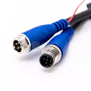 GX12 Male 4 Pin to M12 B Code Male 4Pin Extension Cable Aviation Connector Moulding Molded