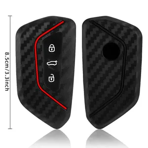 Étui de <span class=keywords><strong>clé</strong></span> en silicone noir pour Volkswagen Golf 8 <span class=keywords><strong>Leon</strong></span> <span class=keywords><strong>2</strong></span> Cupra Formentor Skoda A8 Octavia Mk8 - Housse de <span class=keywords><strong>clé</strong></span> de voiture légère - Product Image 5