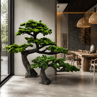 Grand Bonsaï Artificiel de 2m*2m Fait Main et Sur Mesure, 2 Faux Cyprès Verts pour la Décoration Intérieure de la Maison