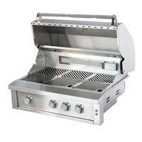 Barbecue de jardin extérieur de luxe moderne haut de gamme en acier inoxydable SUS304 intégré, compatible gaz GPL/GN, OEM/ODM