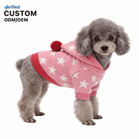 Pull à capuche pour chien Joymay personnalisé en coton et laine de luxe avec motif flocon de neige et étoile, chaud et tricoté pour l'hiver