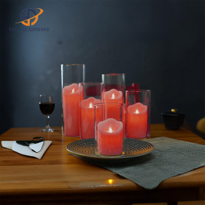 Porte-bougie cylindrique en verre soufflé à la <span class=keywords><strong>main</strong></span>, élégant et professionnel, pour décoration de mariage et d'hôtel de luxe - Product Image 6
