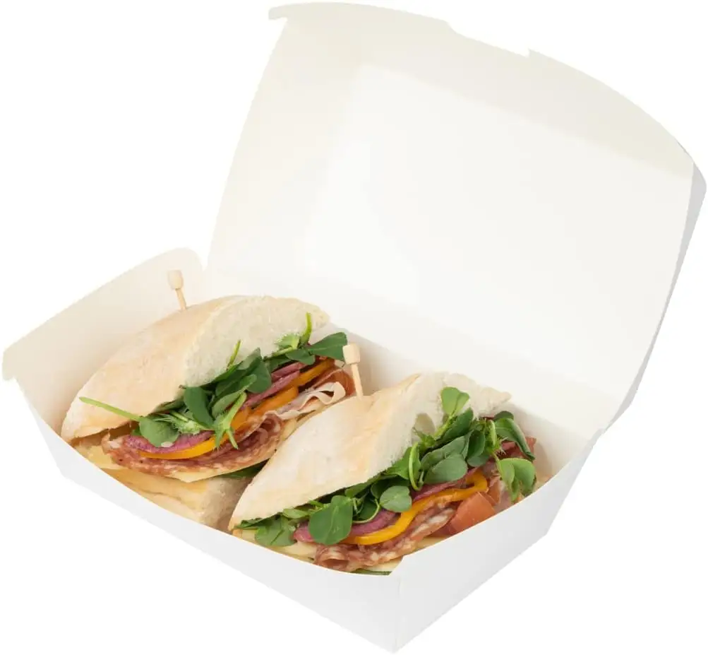 Grote Containers Scharnierend Deksel Uitvoeren Houder Voedsel Deli Kraft Papier Sandwich Hoagie Of Sub Hotdog Box