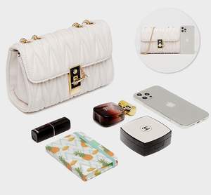 Sac à bandoulière en cuir PU tendance pour femme, doublure polyester, avec chaîne, portefeuille, sacoche messager pour dames - Product Image 2