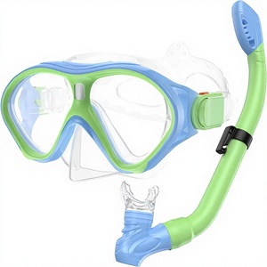 Équipement de plongée pour enfants aux couleurs vives personnalisées, ensemble de tuba pliable en silicone pour enfant avec lentilles en verre, masque à double lentille anti-fuite - Product Image 3