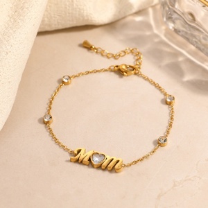 Stylish Stainless Steel Letter <b>Necklace</b> for Women Trendy Stackable Pendant with Zircon Mother's Day or Anniversary Gift - Product Image 4