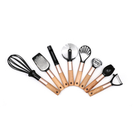En gros Fouet à œufs Coupe-pizza Éplucheur à fruits Cuillère Ouvre-bouteille Spatule à fromage Décortiqueur de fruits avec manche en bois Ustensiles de cuisine