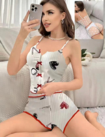 Ensemble de pyjama décontracté pour femme Russie, imprimé lettres, taille élastique, short en maille, sans manches, doux et respirant, vêtements de nuit printemps-automne